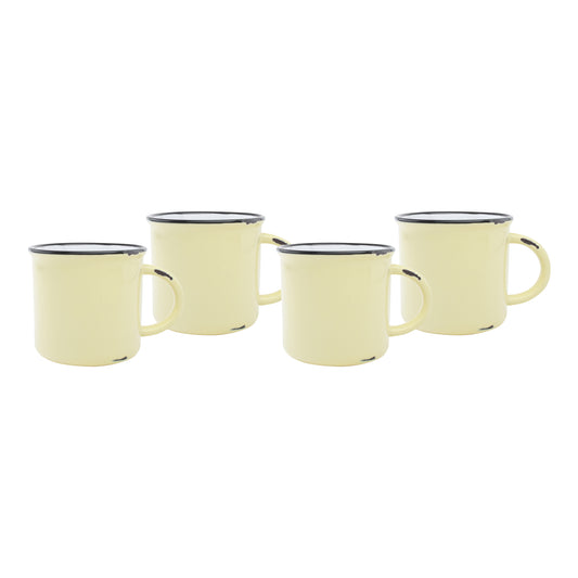 Tinware Mug in Yellow- Set of 4
