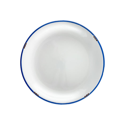 Tinware Salad Plate in White/Blue  - Set of 4