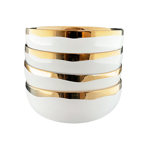 Dauville Gold Metallic Porcelain 20 Piece Dinnerware Set, Service For 4