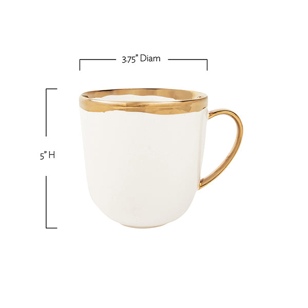 Dauville Platinum Metallic Porcelain Mug, Set of 4