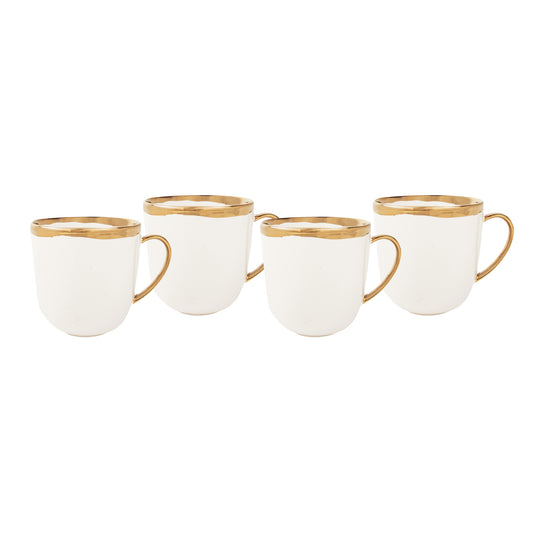 Dauville Gold Metallic Porcelain Mug, Set of 4