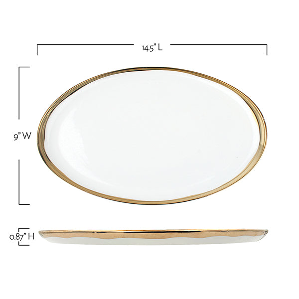 Dauville Platinum Metallic Porcelain Platter