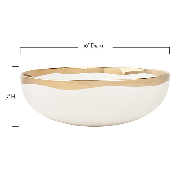 Dauville Platinum Metallic Porcelain Serving Bowl