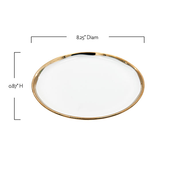 Dauville Platinum Metallic Porcelain Salad Plate, Set of 4