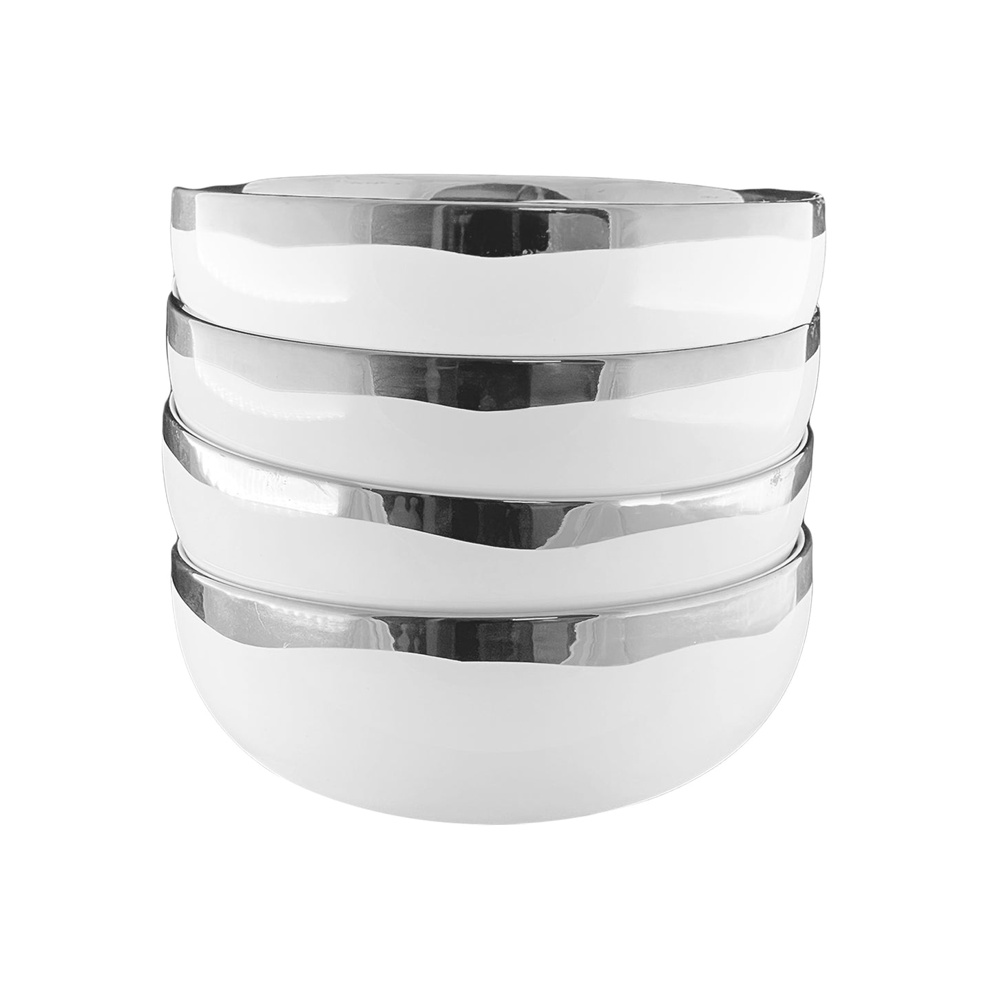 Dauville Platinum Metallic Porcelain Cereal Bowl, Set of 4