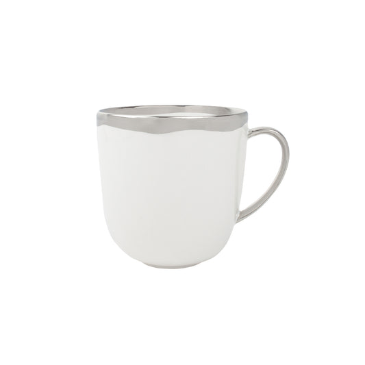 Dauville Platinum Metallic Porcelain Mug, Set of 4
