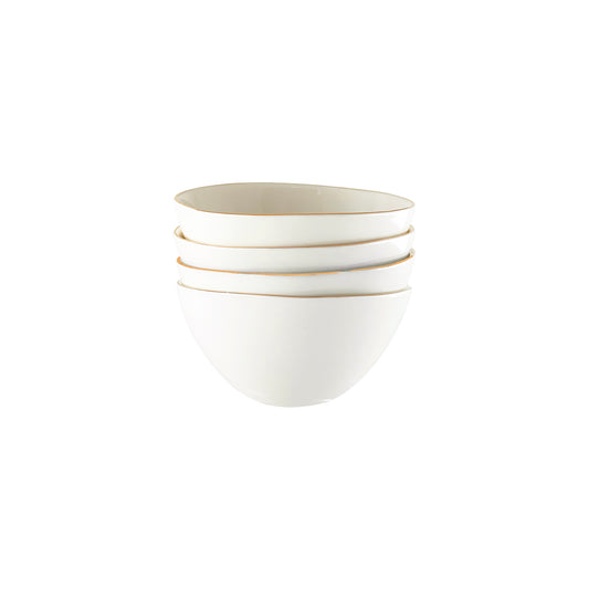 Abbesses Gold Rim Porcelain Small Bowl, Set of 4