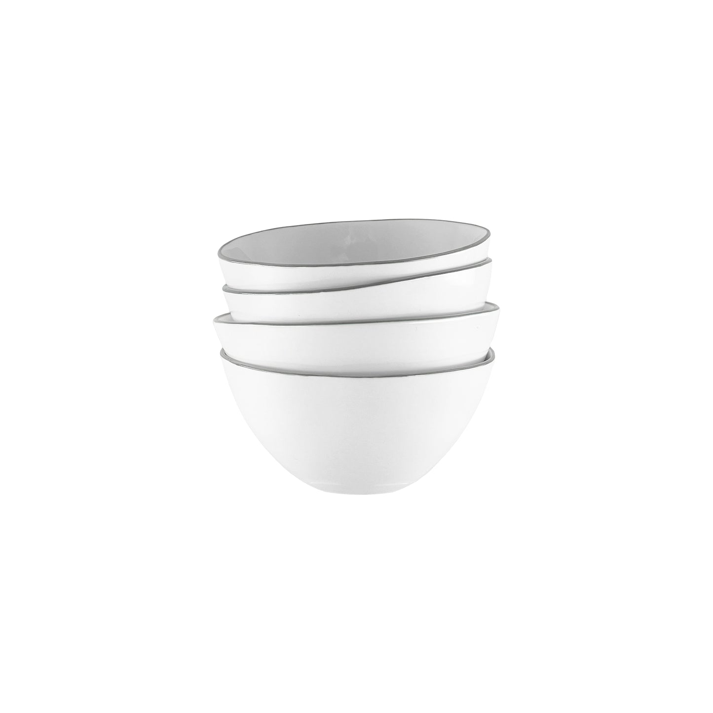 Abbesses Grey Rim Porcelain Small Bowl, Set of 4