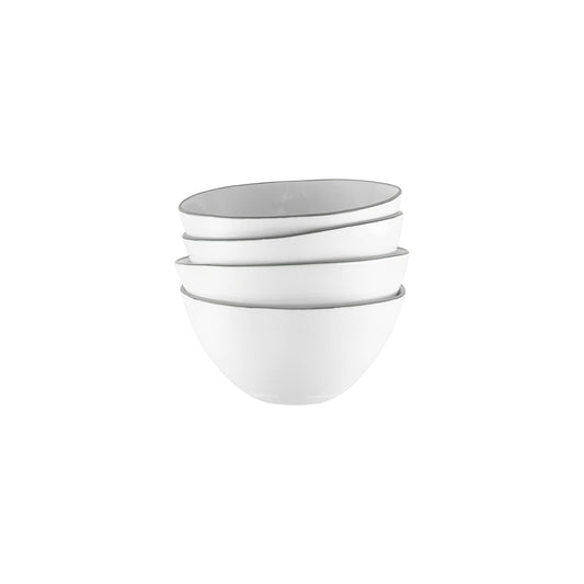 Abbesses Grey Rim Porcelain Small Bowl, Set of 4