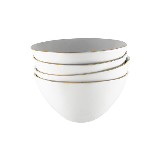 Abbesses Gold Rim Porcelain Cereal Bowl, Set of 4