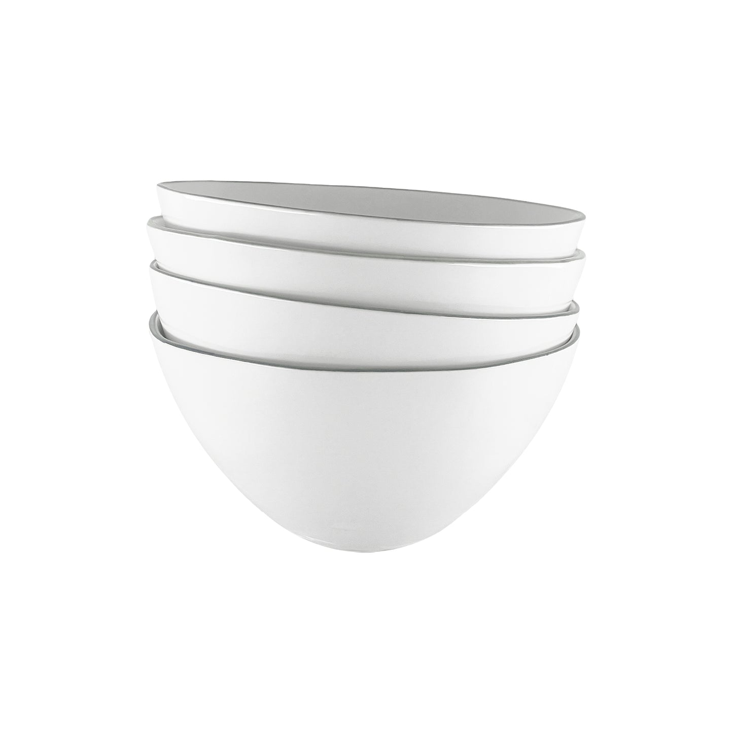 Abbesses Grey Rim Porcelain Cereal Bowl, Set of 4