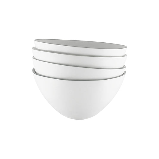 Abbesses Grey Rim Porcelain Cereal Bowl, Set of 4