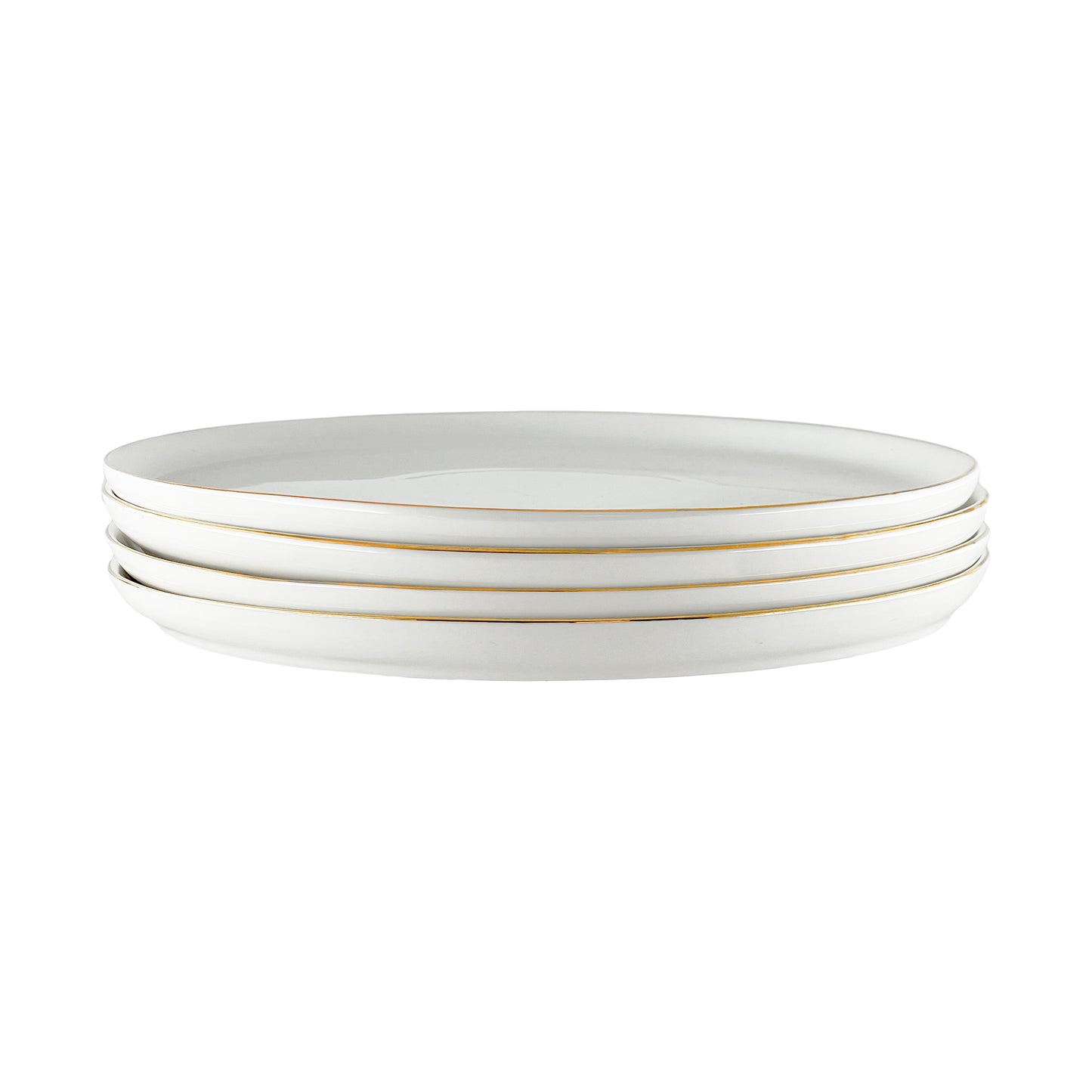 Abbesses Gold Rim Porcelain 16 Piece Dinnerware Set, Service For 4
