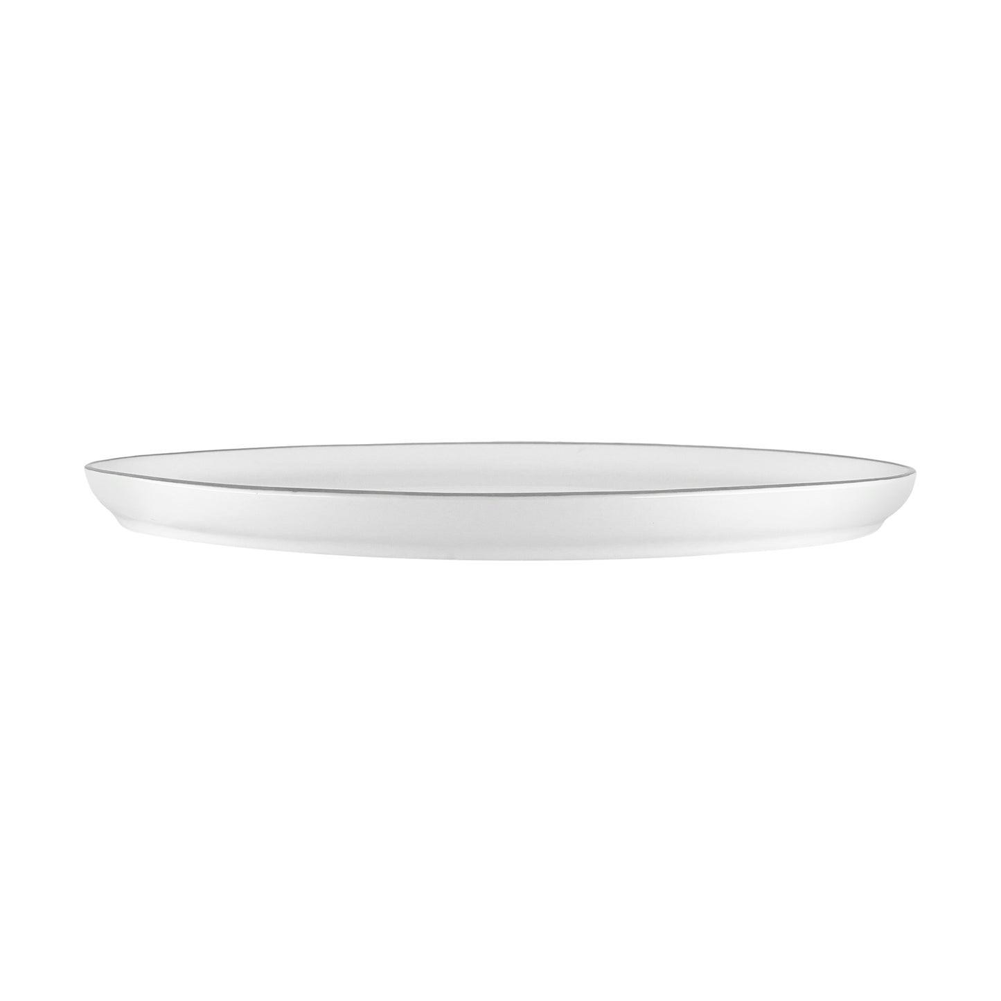 Abbesses Grey Rim Porcelain Dinner Plate, Set of 4