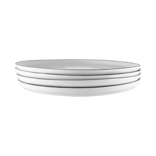 Abbesses Grey Rim Porcelain Dinner Plate, Set of 4