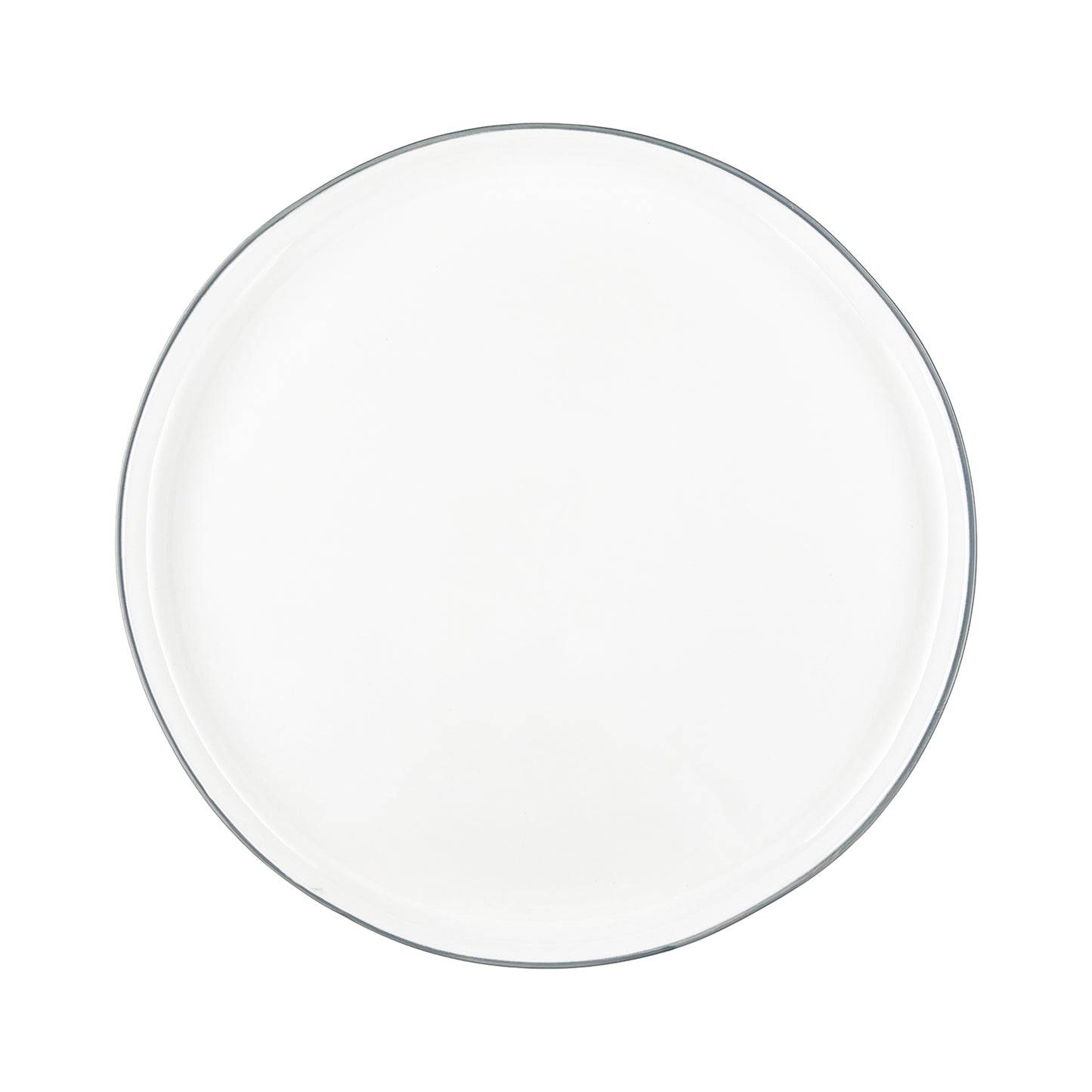 Abbesses Grey Rim Porcelain Dinner Plate, Set of 4