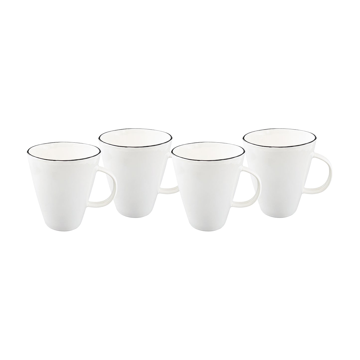 Abbesses Black Rim Porcelain 16 Piece Dinnerware Set, Service For 4