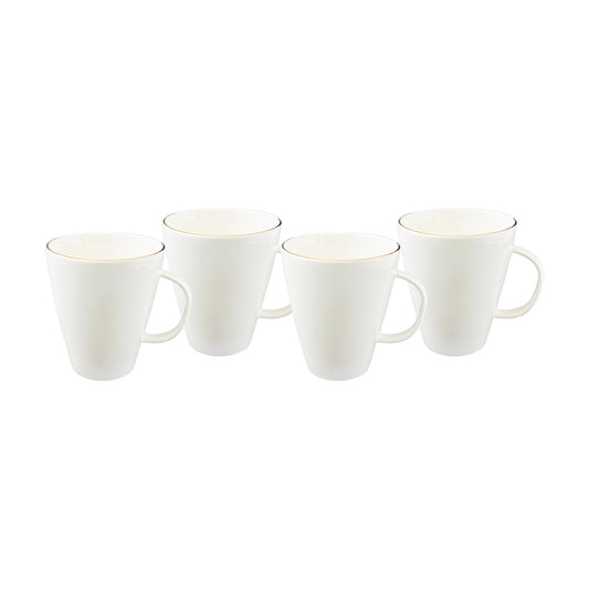 Abbesses Gold Rim Porcelain Mug, Set of 4