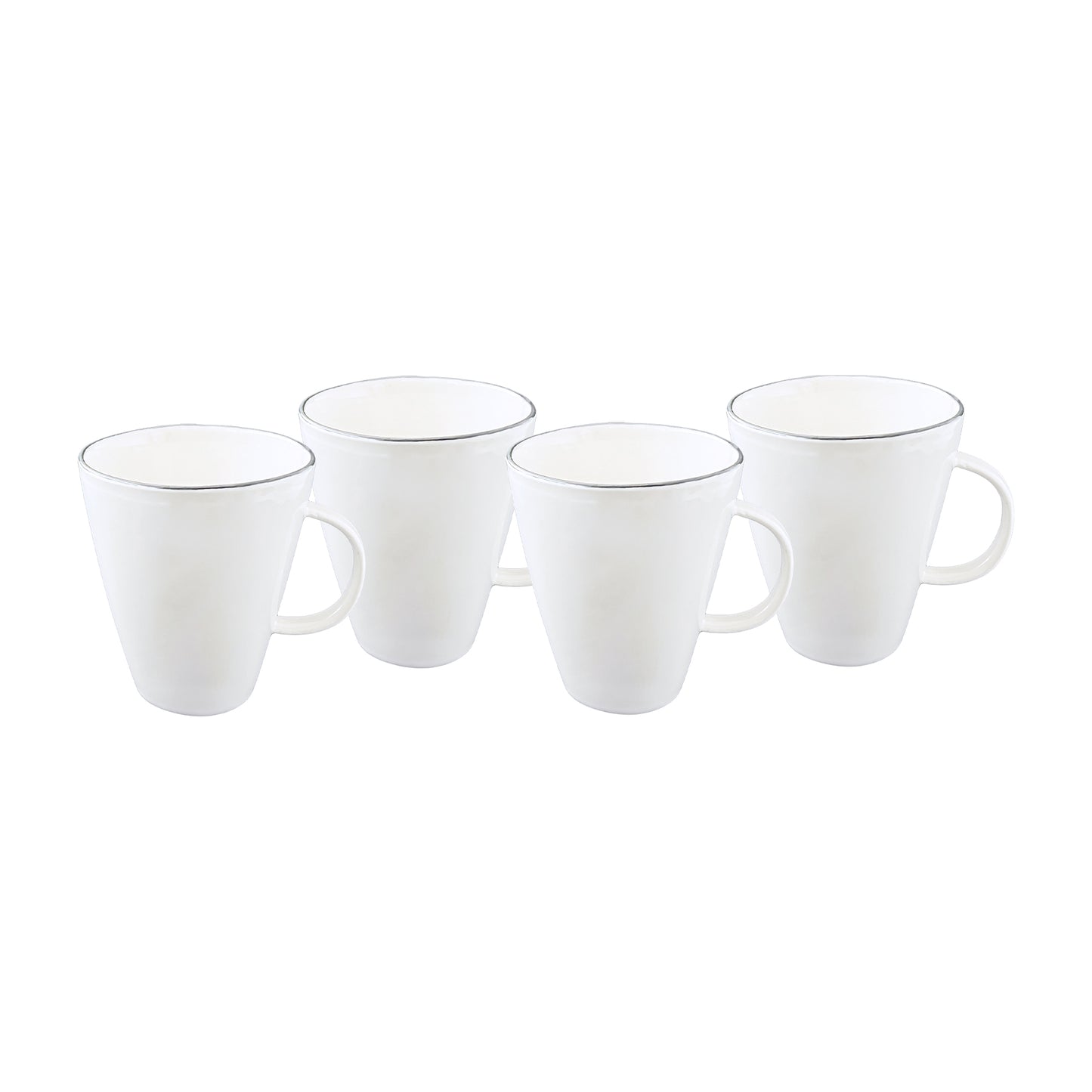 Abbesses Grey Rim Porcelain 16 Piece Dinnerware Set, Service For 4