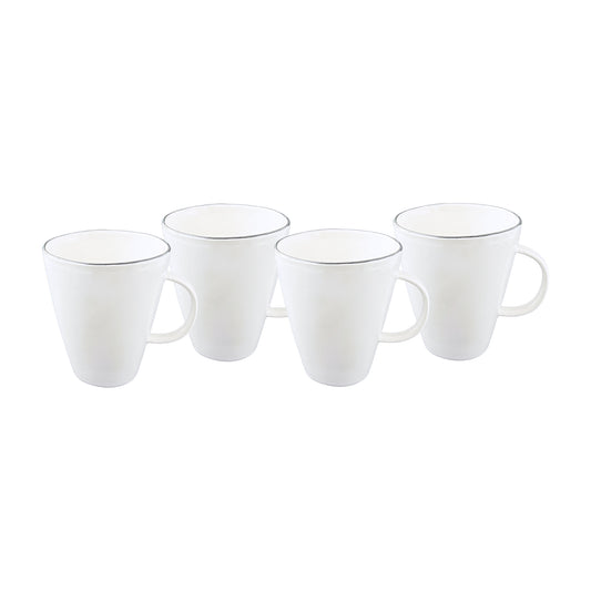 Abbesses Grey Rim Porcelain Mug, Set of 4