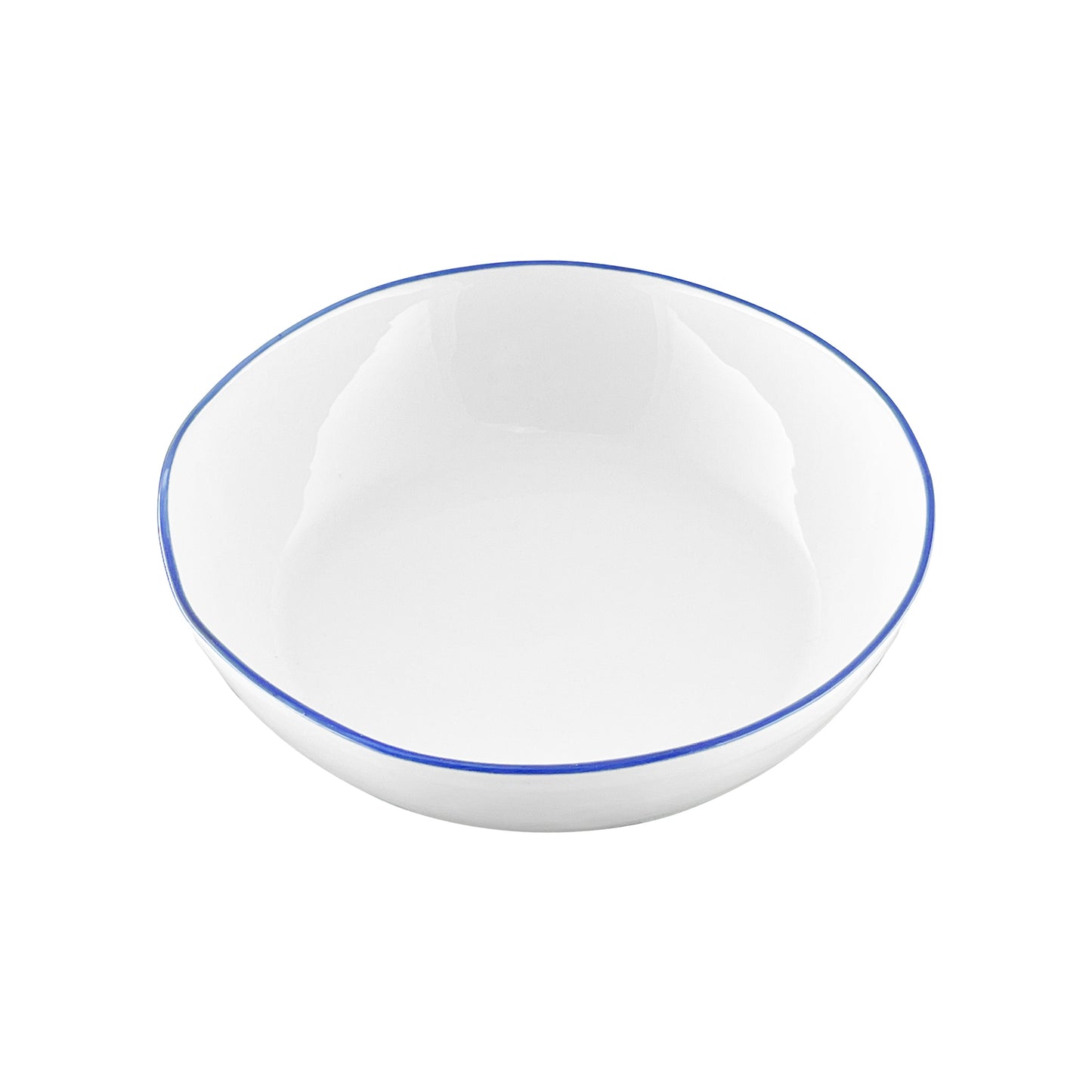 Abbesses Blue Rim Porcelain Pasta Bowl, Set of 4