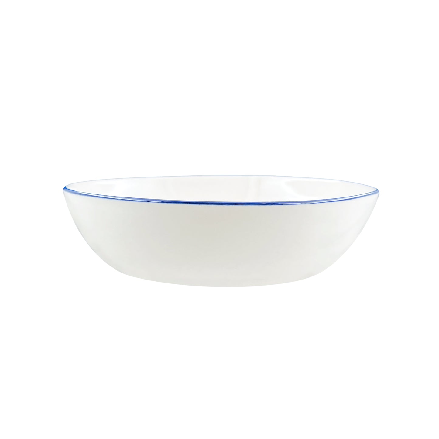 Abbesses Blue Rim Porcelain Pasta Bowl, Set of 4