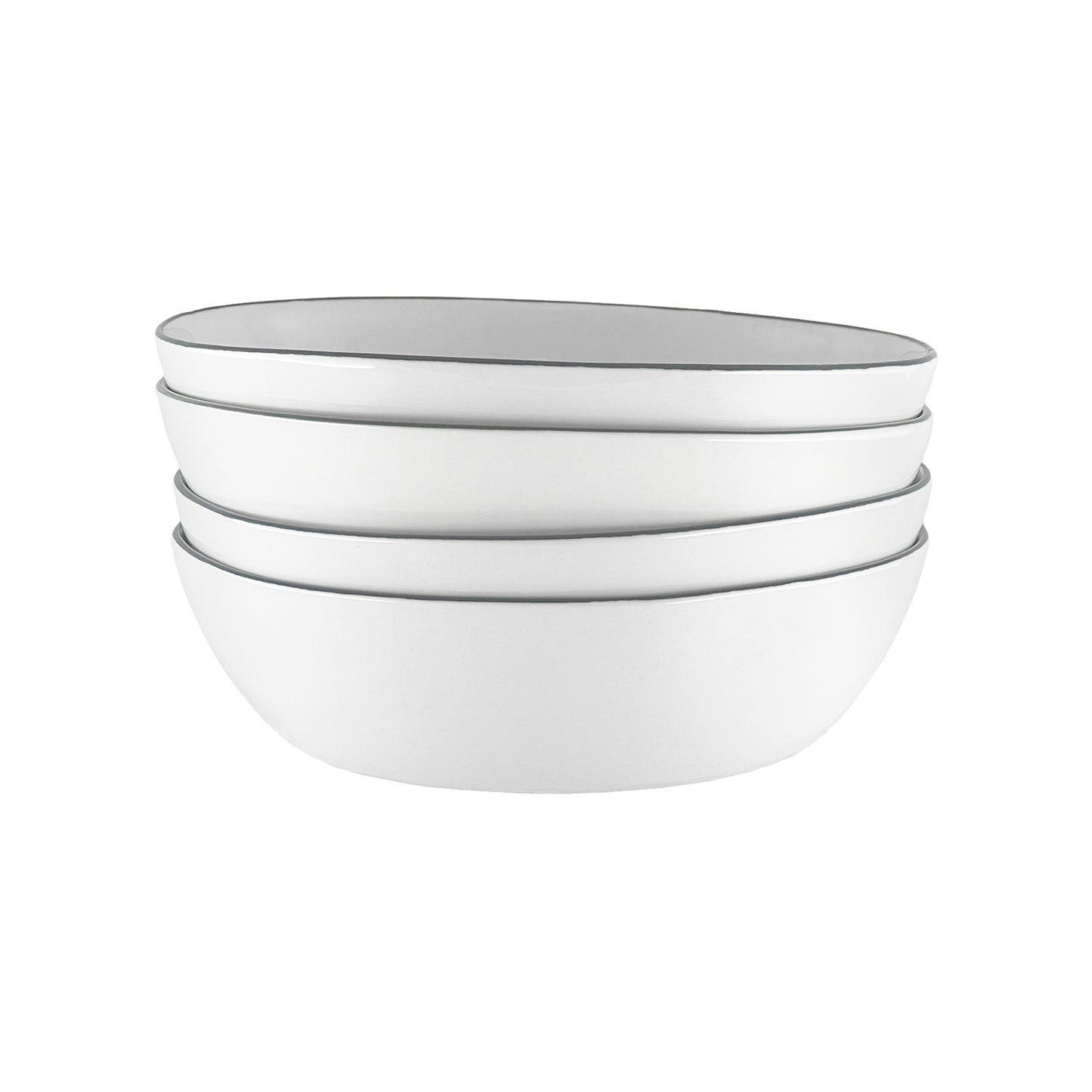 Abbesses Grey Rim Porcelain Pasta Bowl, Set of 4