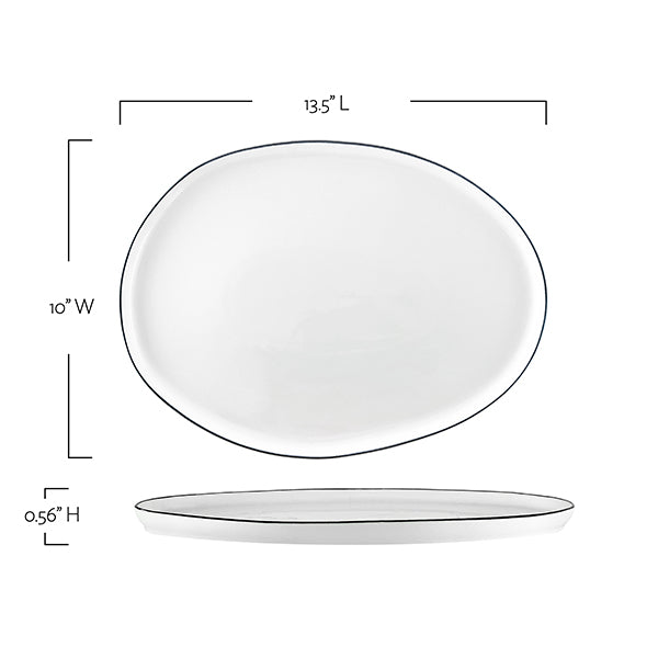 Abbesses Black Rim Porcelain Small Serving Platter