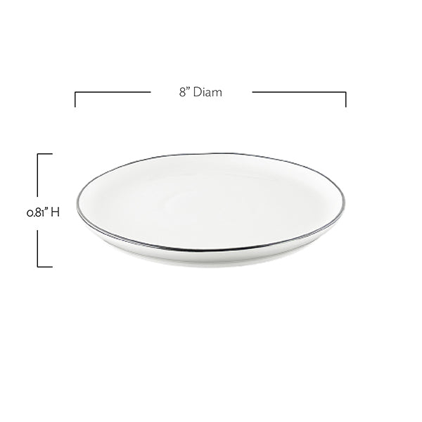Abbesses Blue Rim Porcelain 16 Piece Dinnerware Set, Service For 4