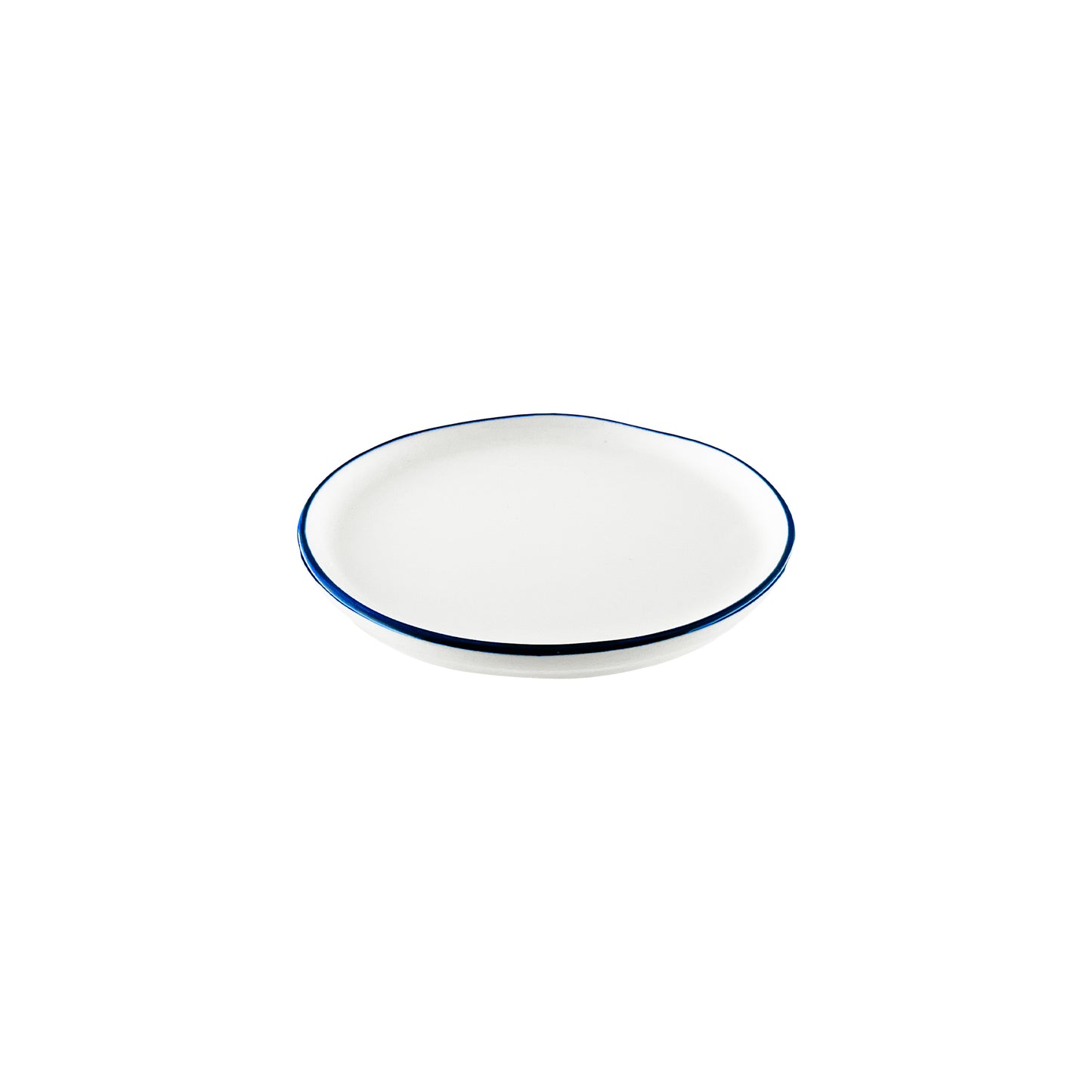 Abbesses Blue Rim Porcelain Tidbit Plate, Set of 4