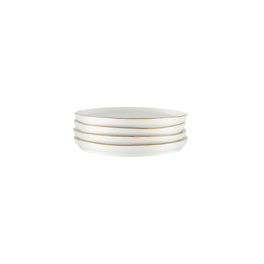 Abbesses Gold Rim Porcelain Tidbit Plate, Set of 4