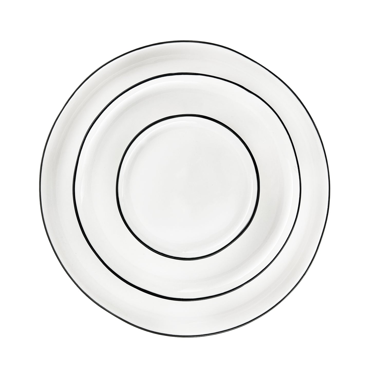 Abbesses Black Rim Porcelain Tidbit Plate, Set of 4