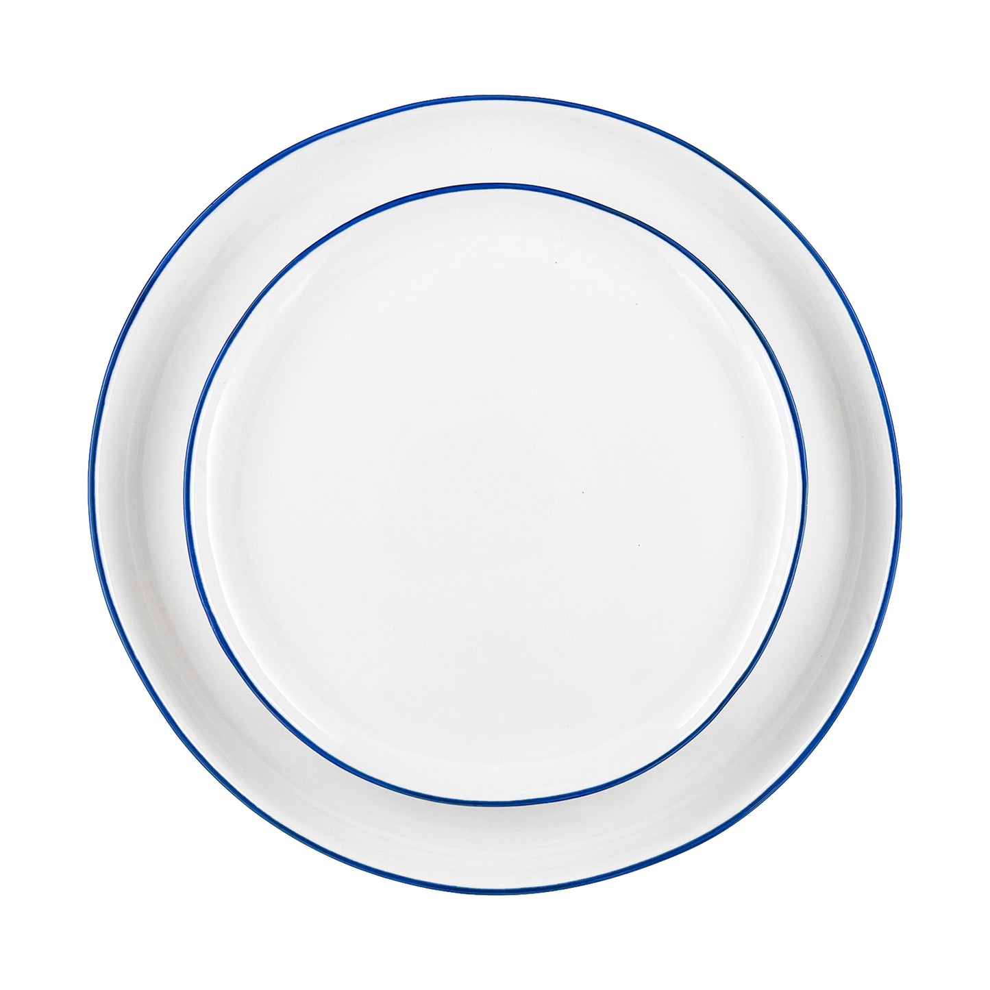 Abbesses Blue Rim Porcelain Salad Plate, Set of 4
