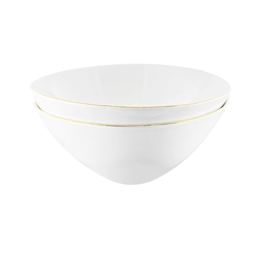 Abbesses Gold Rim Porcelain Serving Bowl, Set of 2