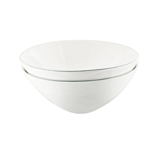 Abbesses Grey Rim Porcelain Serving Bowl, Set of 2