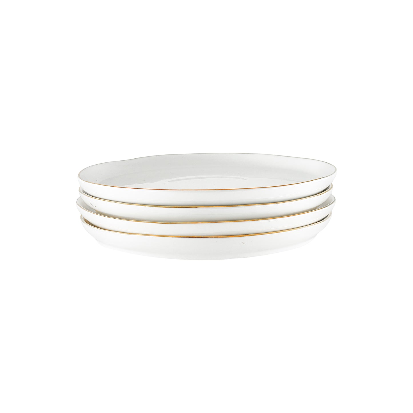 Abbesses Gold Rim Porcelain 16 Piece Dinnerware Set, Service For 4