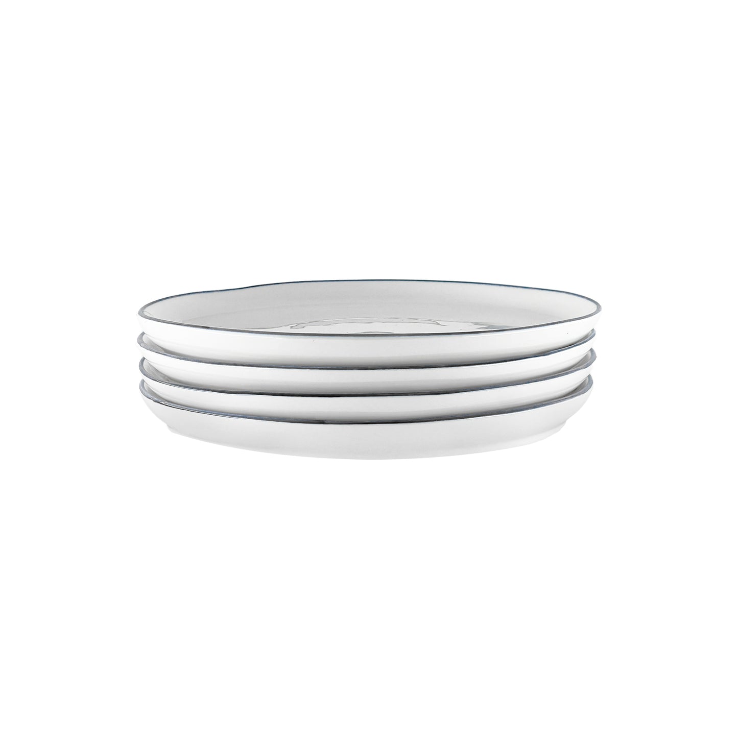 Abbesses Grey Rim Porcelain 16 Piece Dinnerware Set, Service For 4