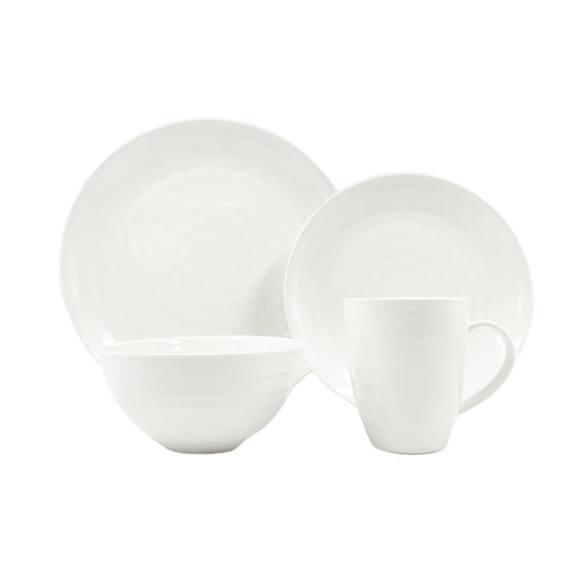 Daniel Smith Ivory Porcelain 16 Piece Dinnerware Set, Service For 4