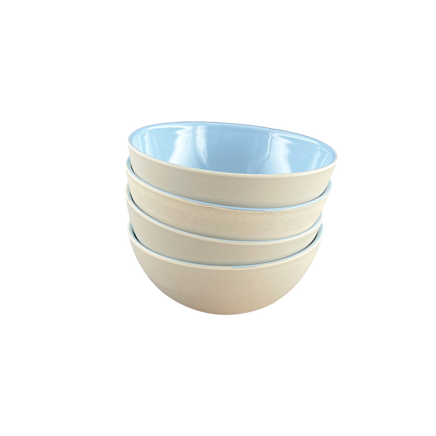 Shell Bisque Blue Porcelain Small Bowl, Set of 4
