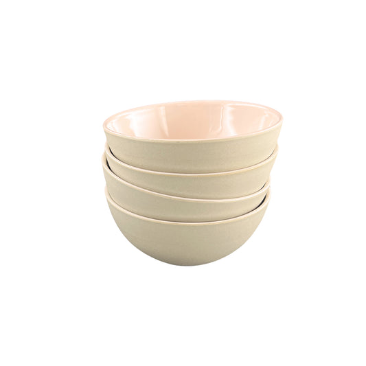 Shell Bisque Soft Pink Porcelain Small Bowl, Set of 4