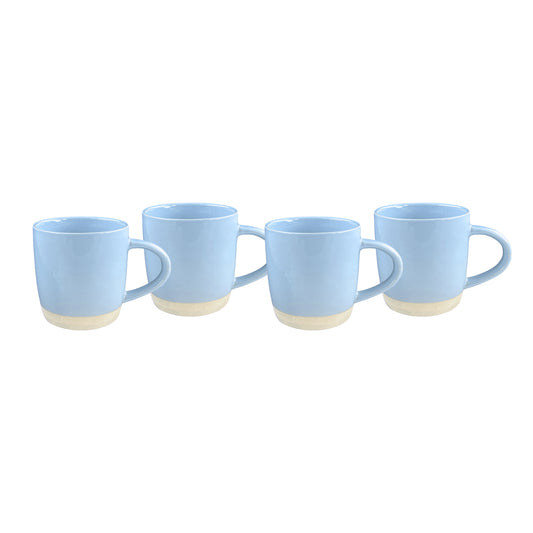 Shell Bisque Blue Porcelain Mug, Set of 4