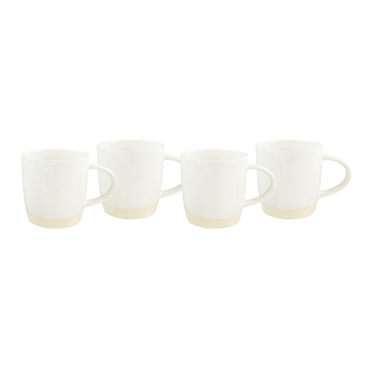Shell Bisque White Porcelain Mug, Set of 4