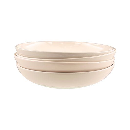 Shell Bisque Soft Pink Porcelain Pasta Bowl, Set of 4