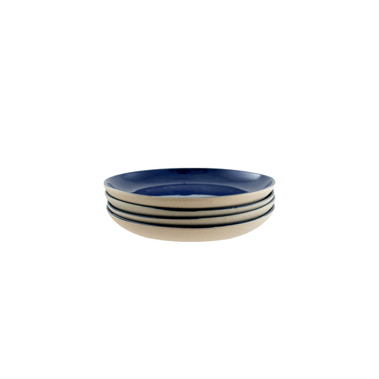 Shell Bisque Indigo Porcelain Tidbit Plate, Set of 4