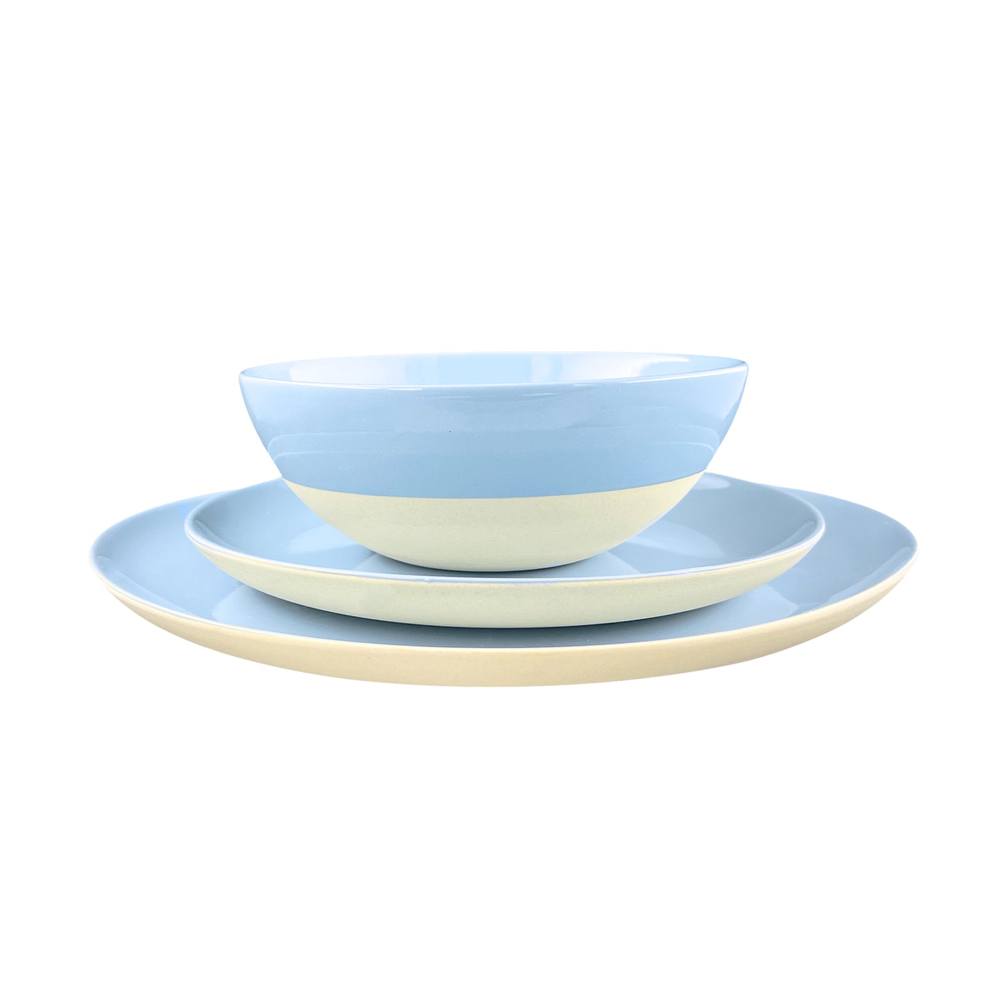 Shell Bisque Blue Porcelain 16 Piece Dinnerware Set, Service For 4