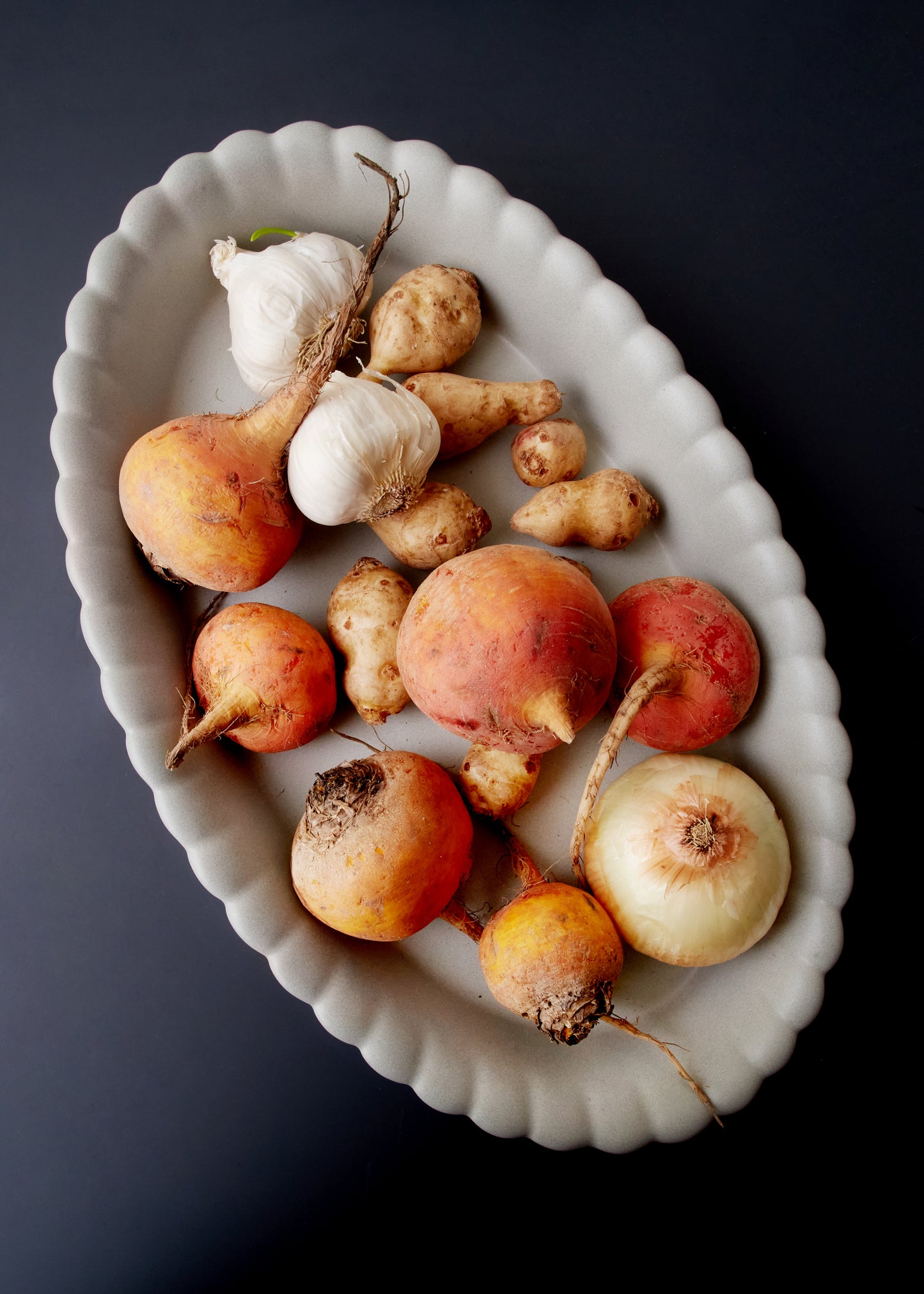 Lafayette Oval Fog Stoneware Baker