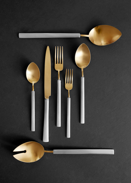 Hvar Matte Brushed Gold Stainless Steel 2 Piece Salad Server Set