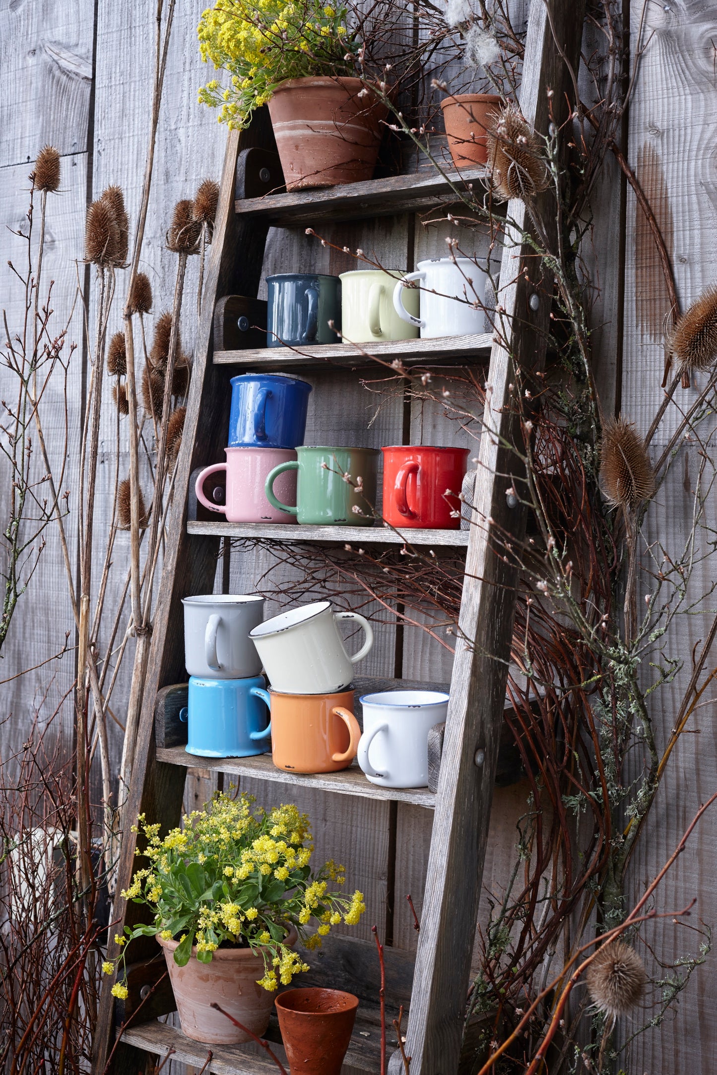 Tinware Mug in Teal - Set of 4
