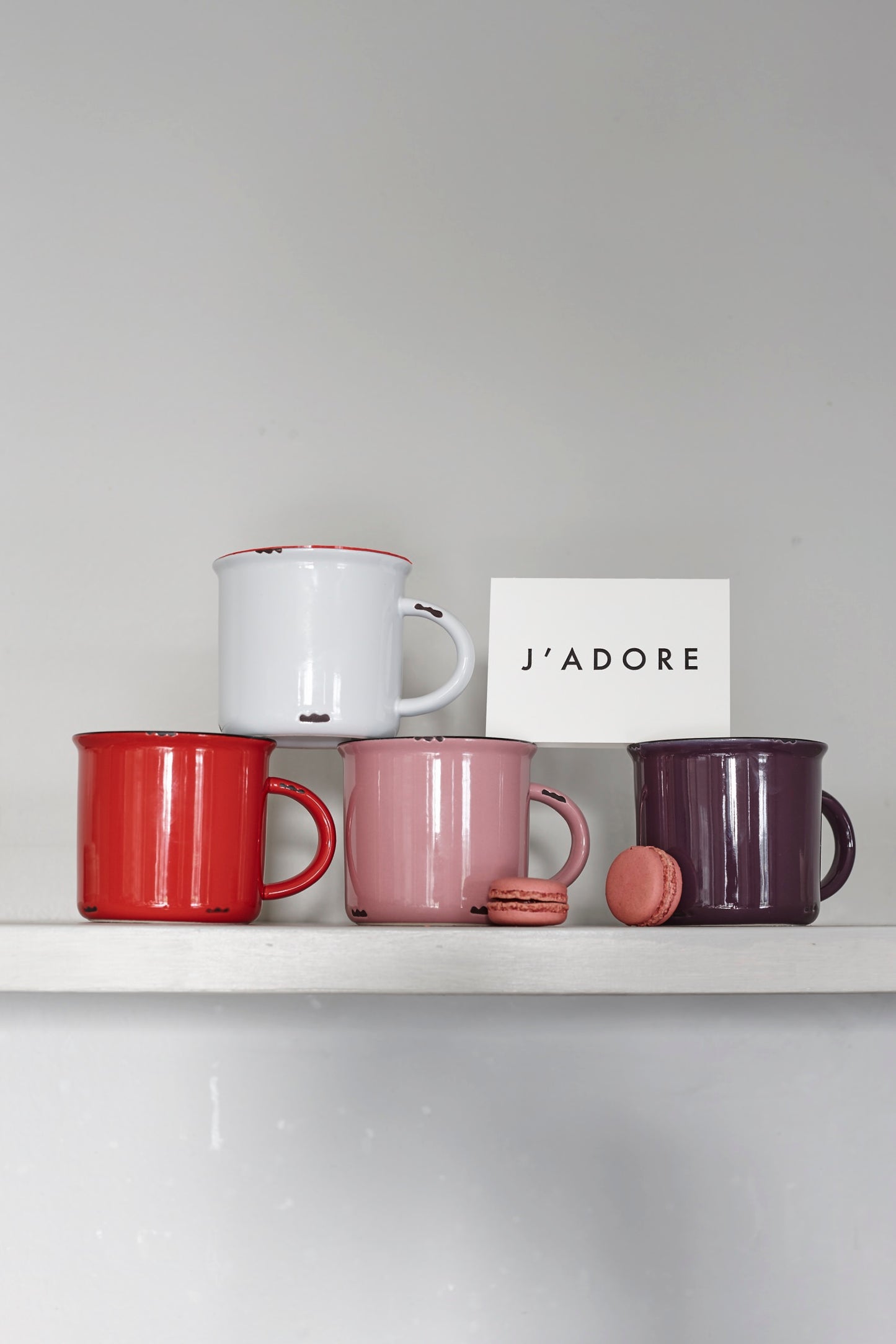 Tinware Mug in Pink - Set of 4