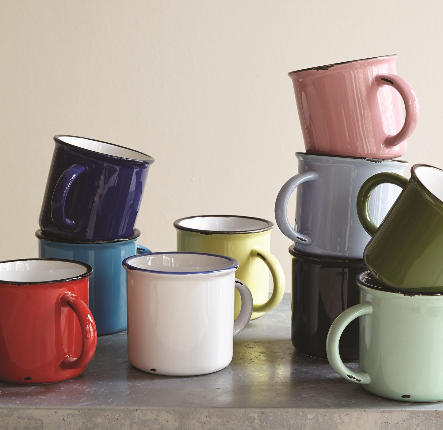 Tinware Espresso Mug in Red - Set of 4